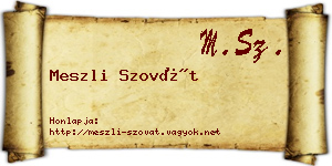 Meszli Szovát névjegykártya